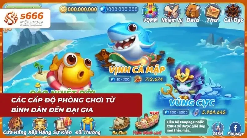 Bắn Cá Xèng S666 – Game Săn Cá Đổi Thưởng Cực Hot Hit 2026 4 Phòng đấu VIP với tỷ lệ nhân thưởng cao mang đến cơ hội chinh phục jackpot khổng lồ