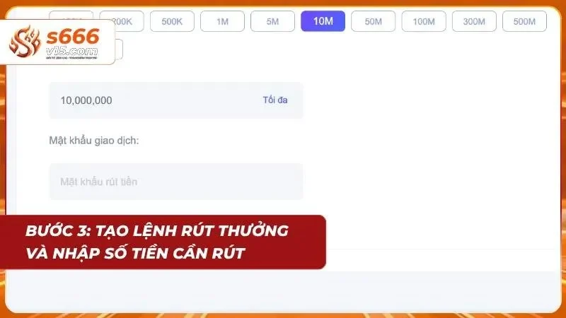 Tạo lệnh rút xu về tài khoản chính